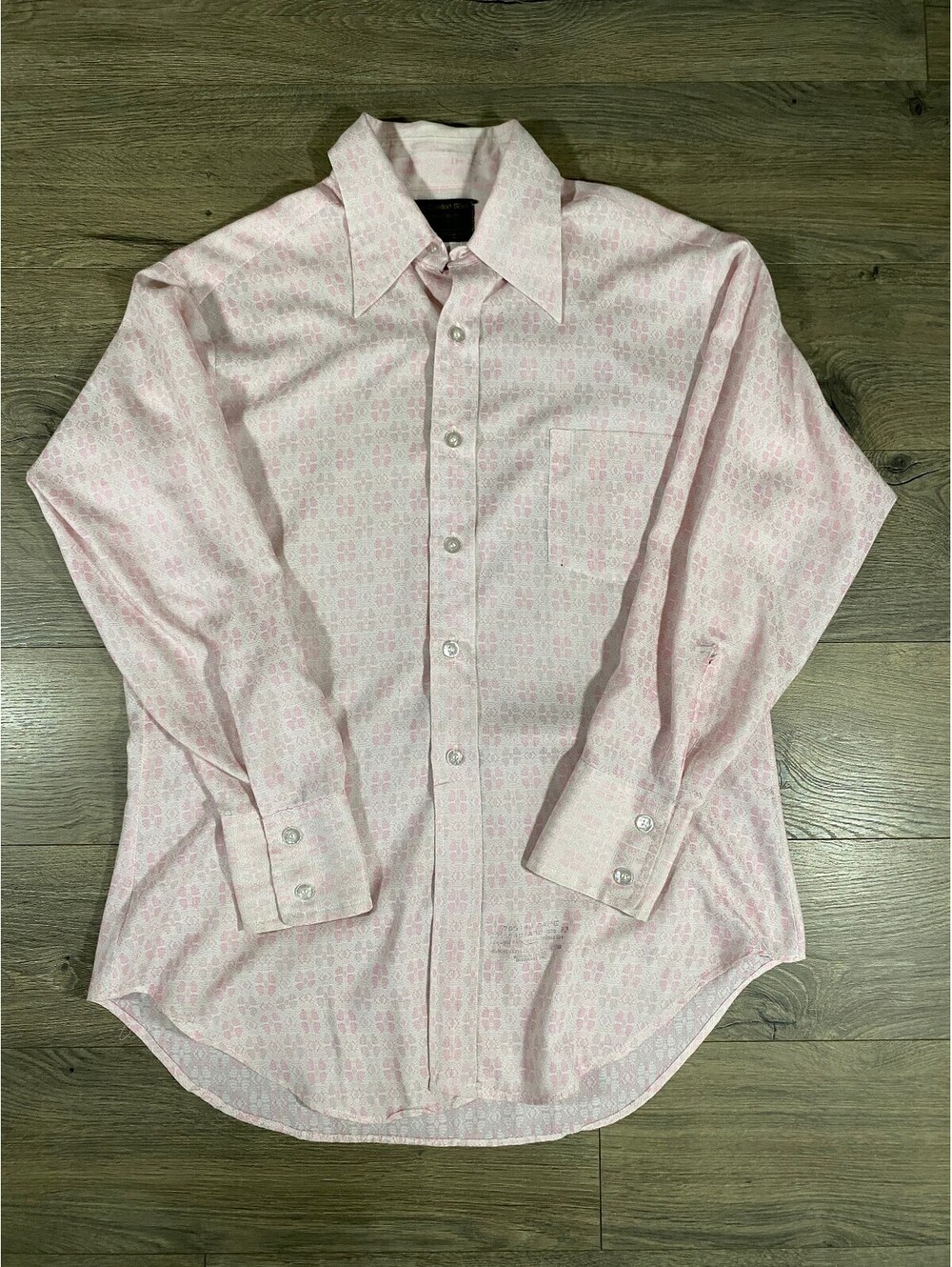 Vintage Sears The Men's Store Comfort Shirt Mens L 15.5 Pink 70s USA